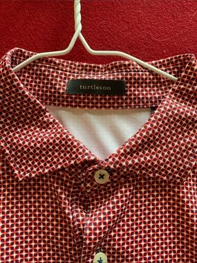 Turtleson Red Geometric Print Men’s Polo